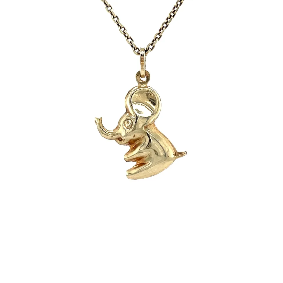 Vintage 14K Gold Elephant Pendant
