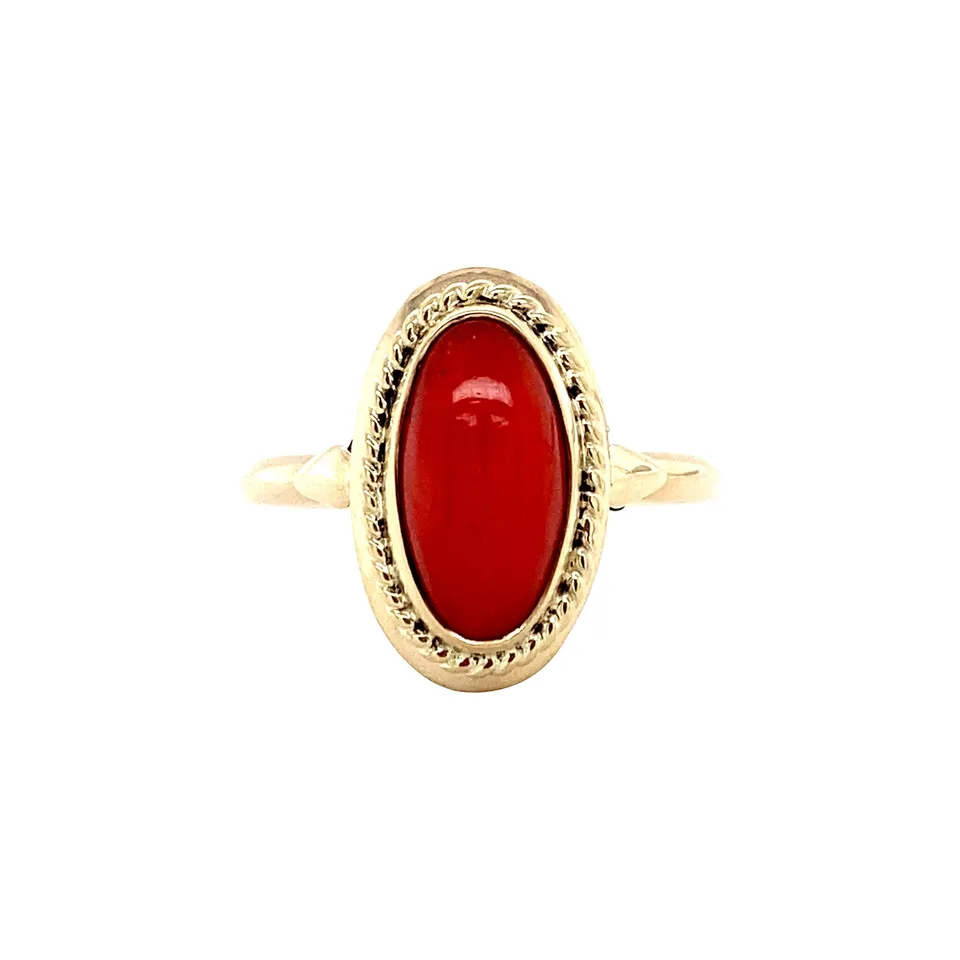 Vintage 14K Gold Ring with Red Coral