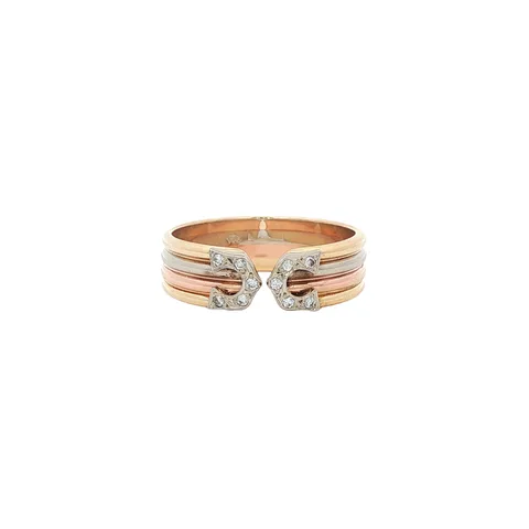 Vintage 14K Tricolor Gold Ring with Diamond