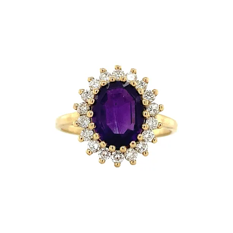 Vintage Lady Di 14K Gold Ring, Violet