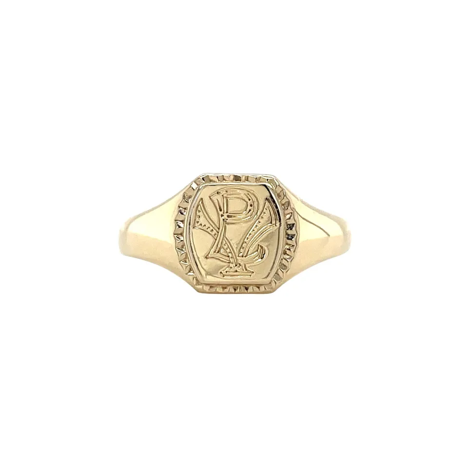 Vintage 14K Gold Signet Ring with Engraving