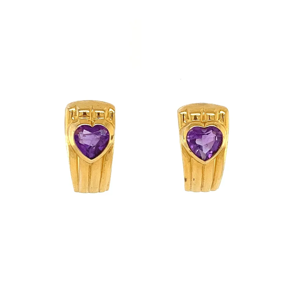 Vintage 9K Gold Earrings with Amethyst