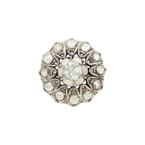 Vintage 14K Gold Cluster Ring with Rose Cut Diamond