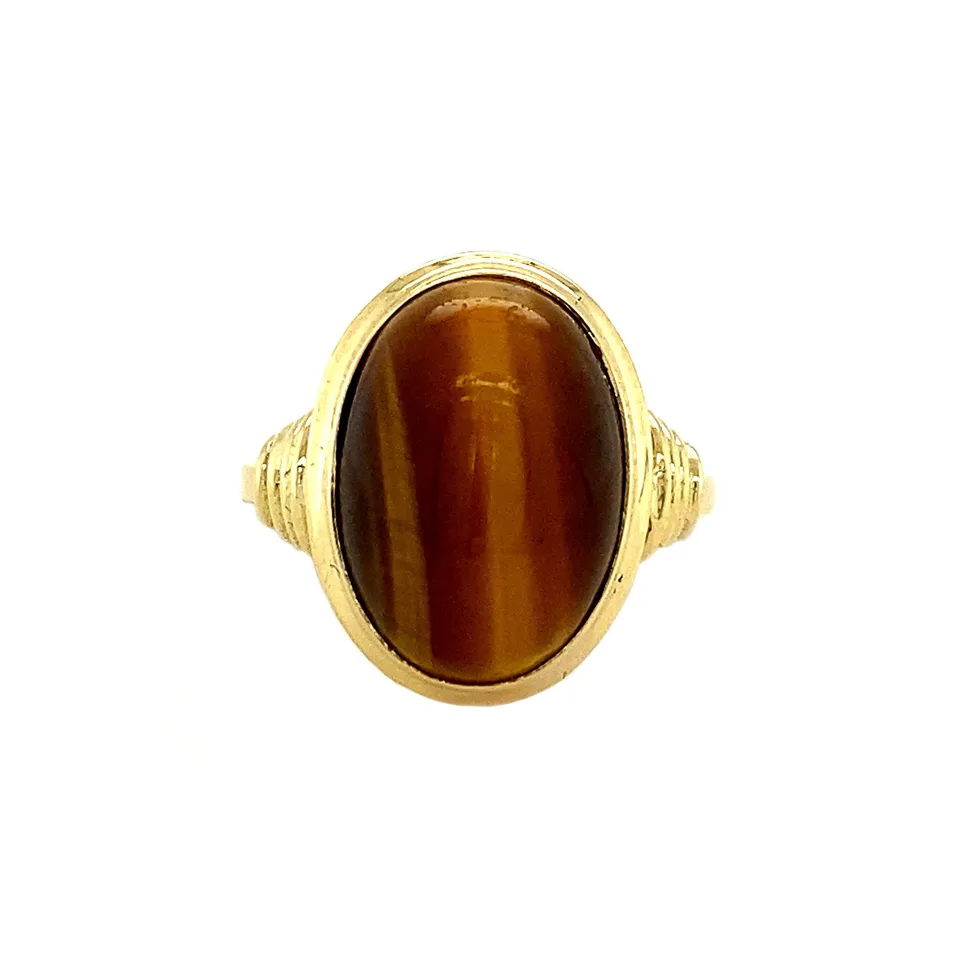 Vintage 18K Gold Ring with Tiger's Eye