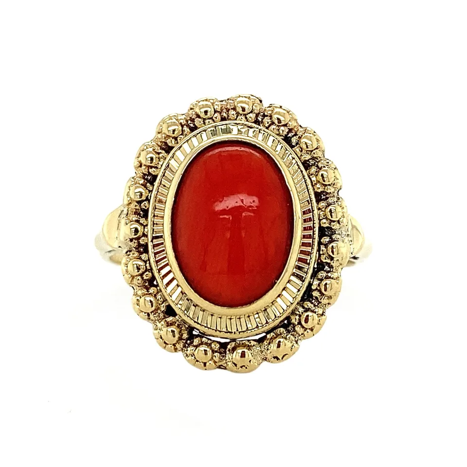 Vintage 14K Gold Ring with Red Coral