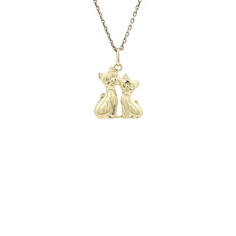 Vintage 14K Gold Cats Pendant