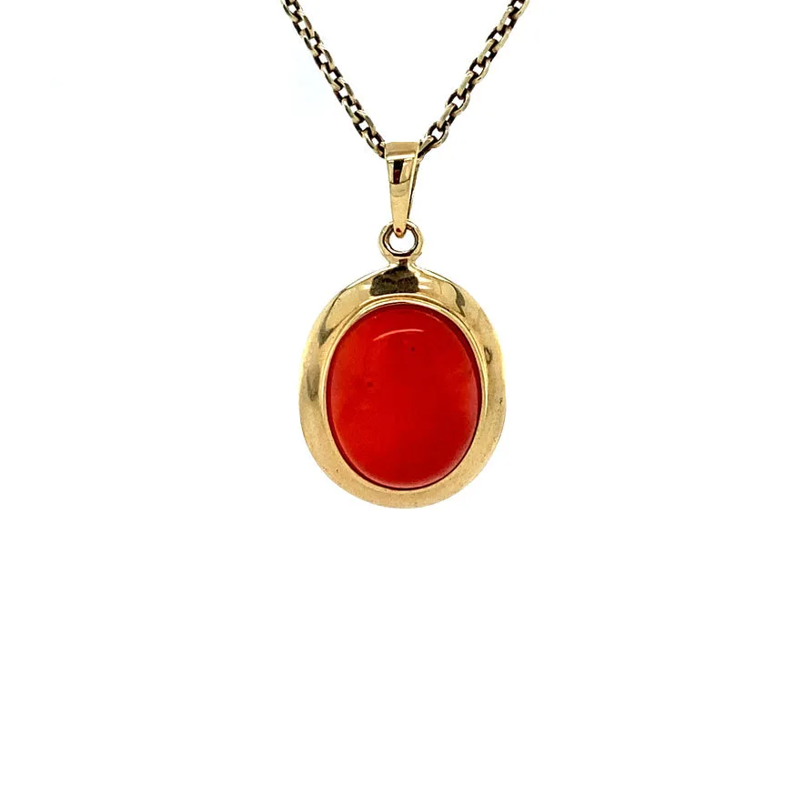 Vintage 14K Gold Pendant with Red Coral