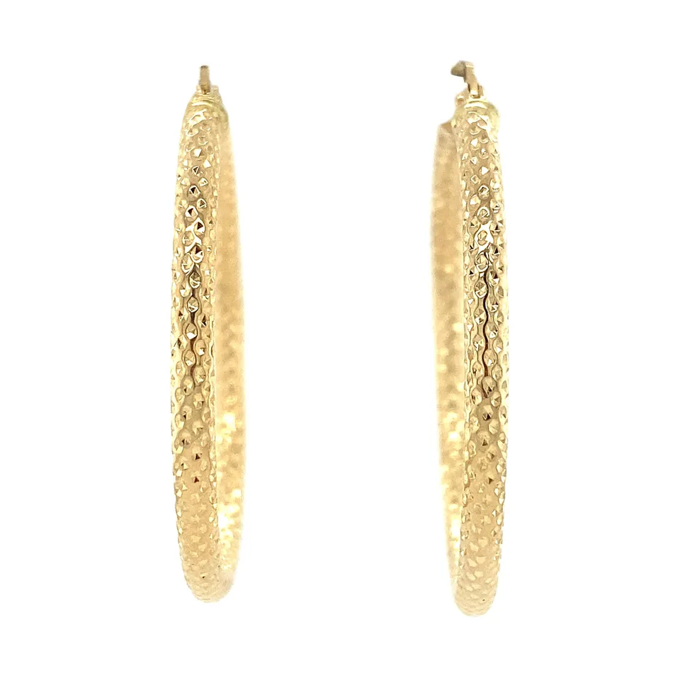 Vintage 14K Gold Fancy Hoop Earrings