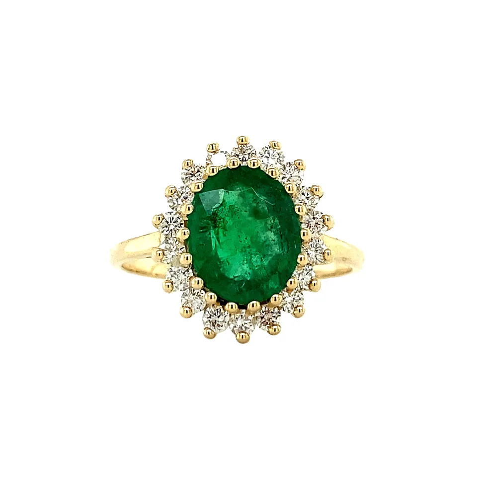 Vintage Lady Di 14K Gold Ring, Emerald