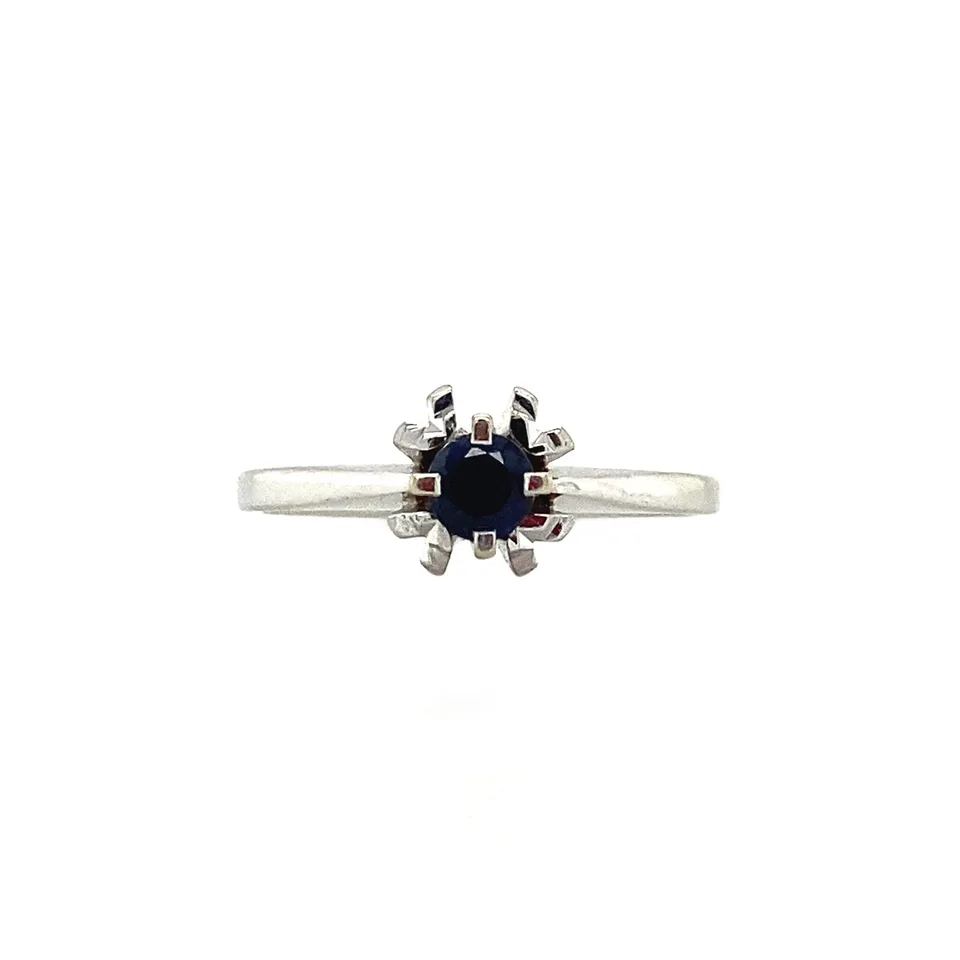 Vintage 14K White Gold Ring with Sapphire