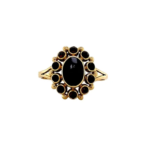 Vintage 14K Gold Cluster Ring with Garnet