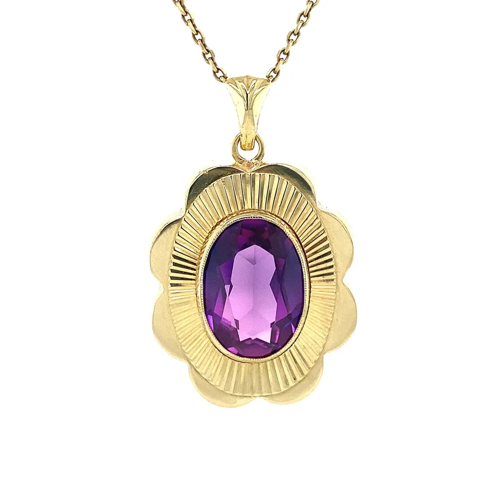 Vintage 14K Gold Pendant with Sapphire
