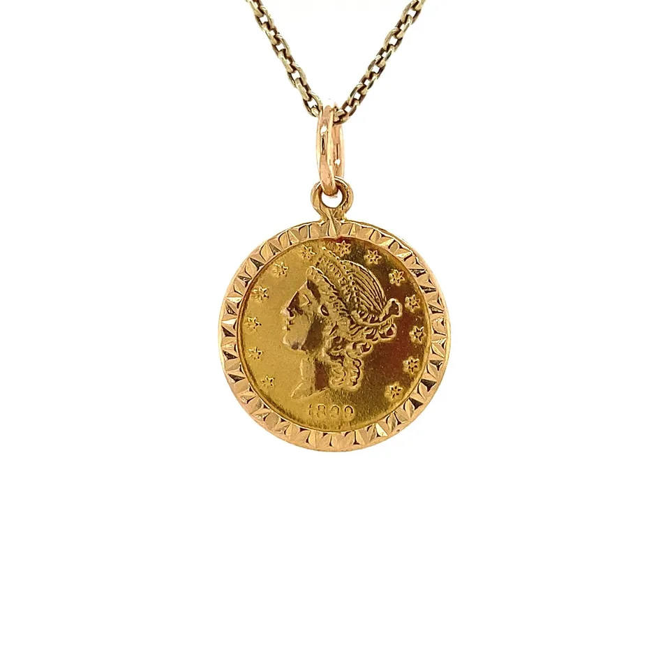 Vintage 20K Gold Pendant with Coin