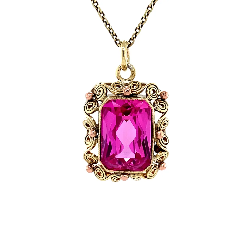Vintage 14K Gold Pendant with Sapphire