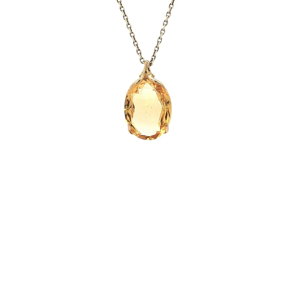 Vintage 14K Gold Pendant with Citrine