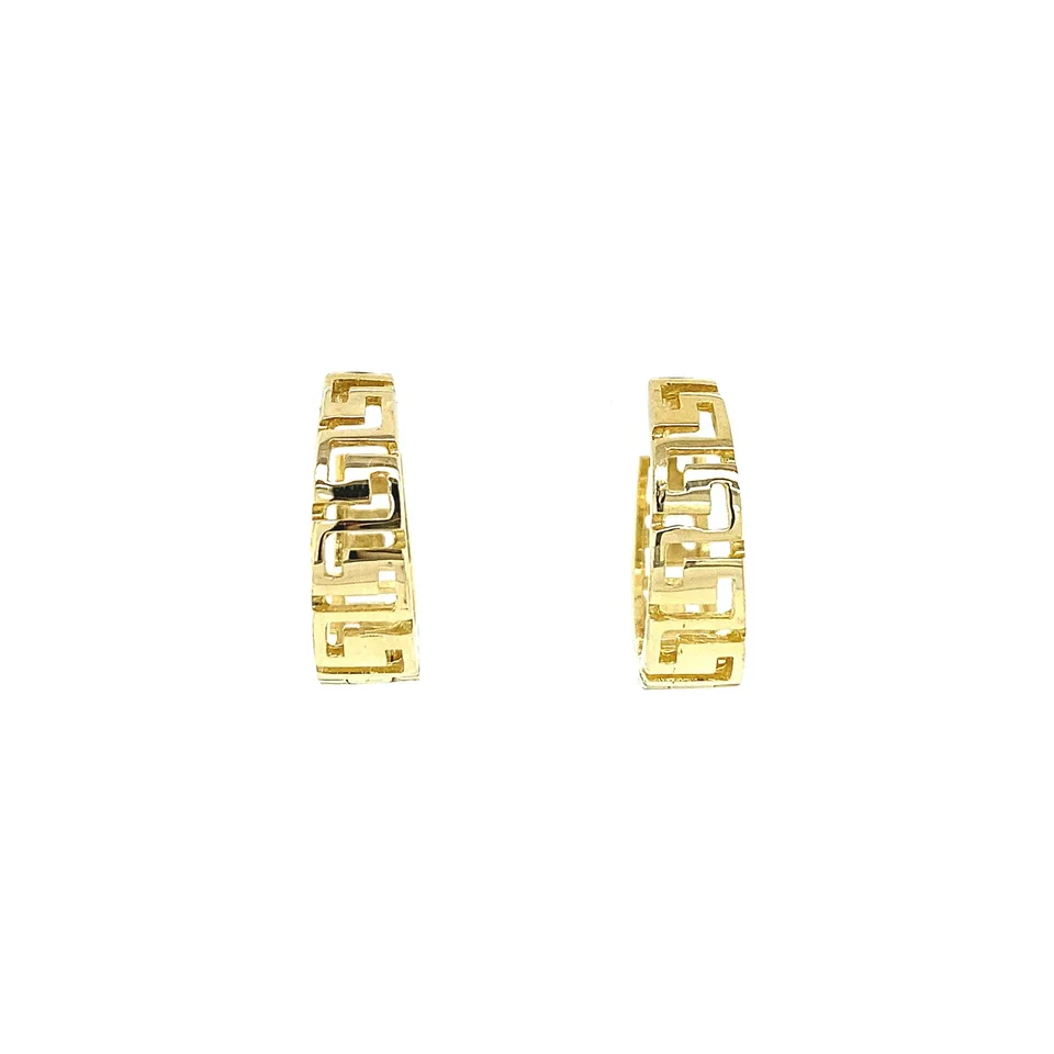Vintage 14K Gold Fancy Hoop Earrings