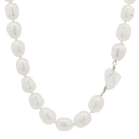 Vintage Pearl and Quartz Necklace with Silver Clasp
