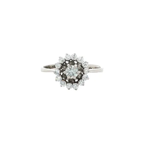 Vintage 14K White Gold Ring with Diamond