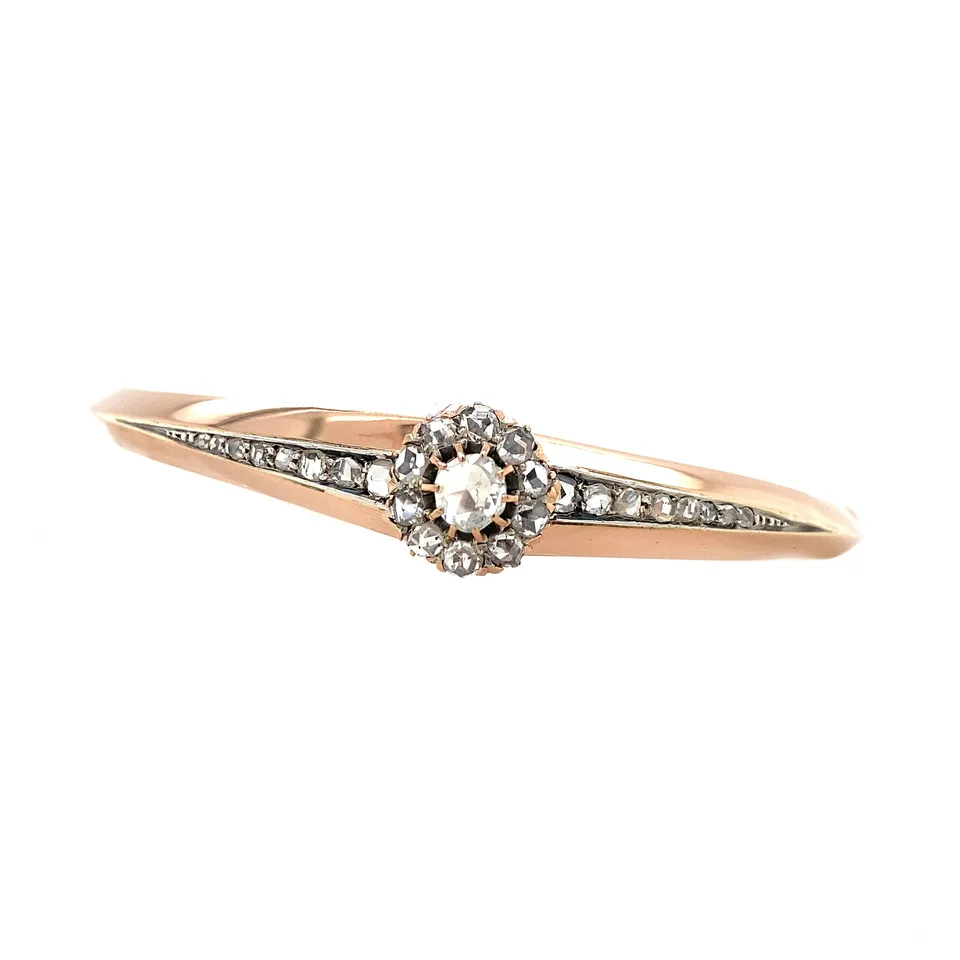 Vintage 14K Rose Gold Bangle with Diamond