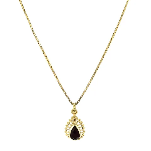 Vintage 14K Gold Necklace with Garnet Pendant