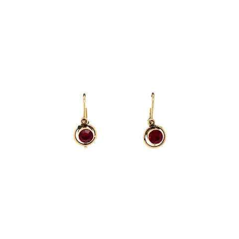Vintage 14K Gold Drop Earrings with Glass Stone