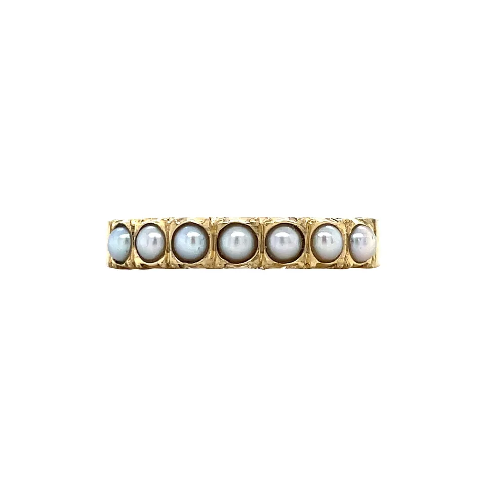 Vintage 14K Gold Half Eternity Ring with Pearl