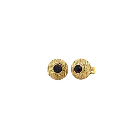 Vintage 14K Gold Stud Earrings with Garnet