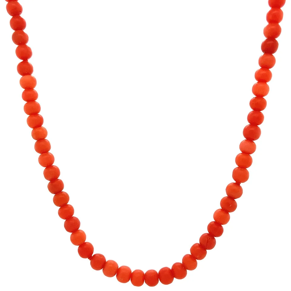 Vintage Red Coral Necklace with 14K Gold Clasp 43.5 cm