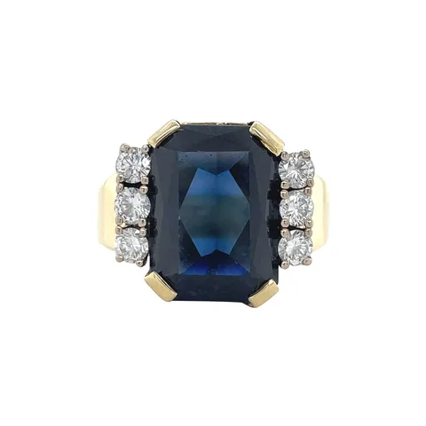 Vintage 14K Gold Ring with Sapphire and Diamond