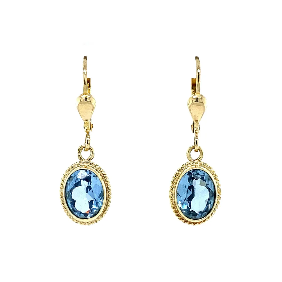Vintage 14K Gold Drop Earrings with Spinel