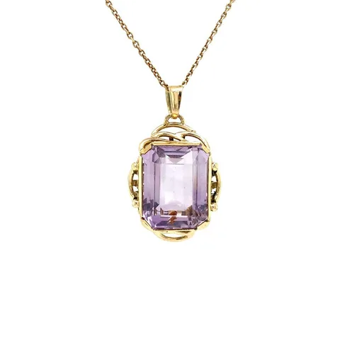 Vintage 14K Gold Pendant with Amethyst