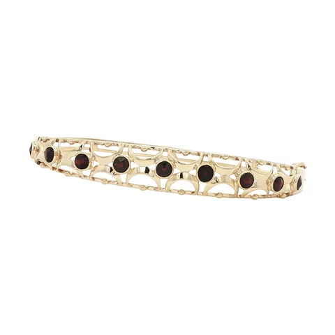 Vintage 14K Gold Bangle with Garnet