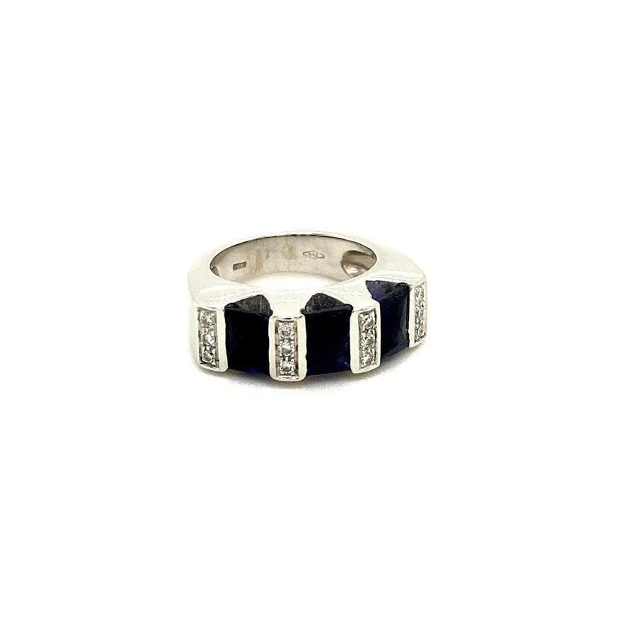 Vintage 18K White Gold Ring with Amethyst and Diamond