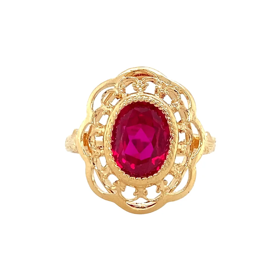Vintage 18K Gold Ring with Ruby