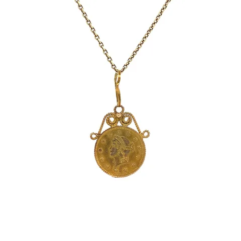Vintage 14K Gold Pendant with Coin
