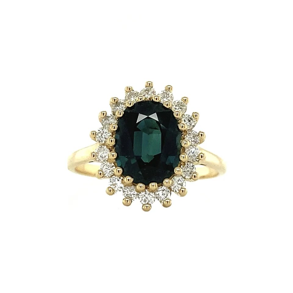 Vintage Lady Di 14K Gold Ring, Sapphire