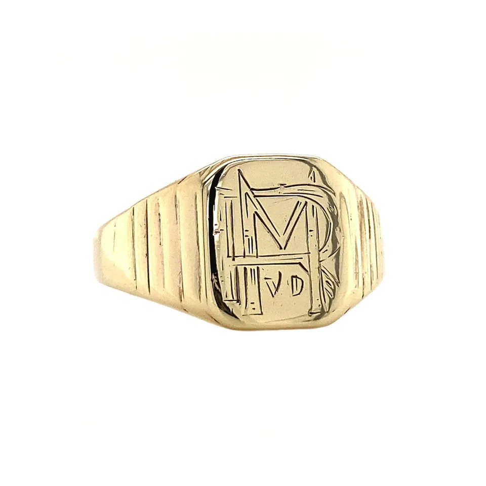 Vintage 14K Gold Signet Ring with Engraving
