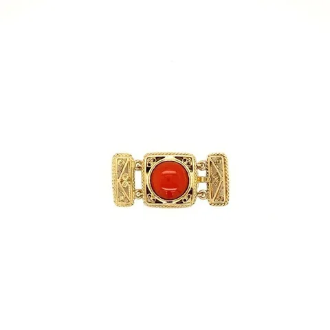 Vintage 14K Gold Decorative Lock with Red Coral Necklace