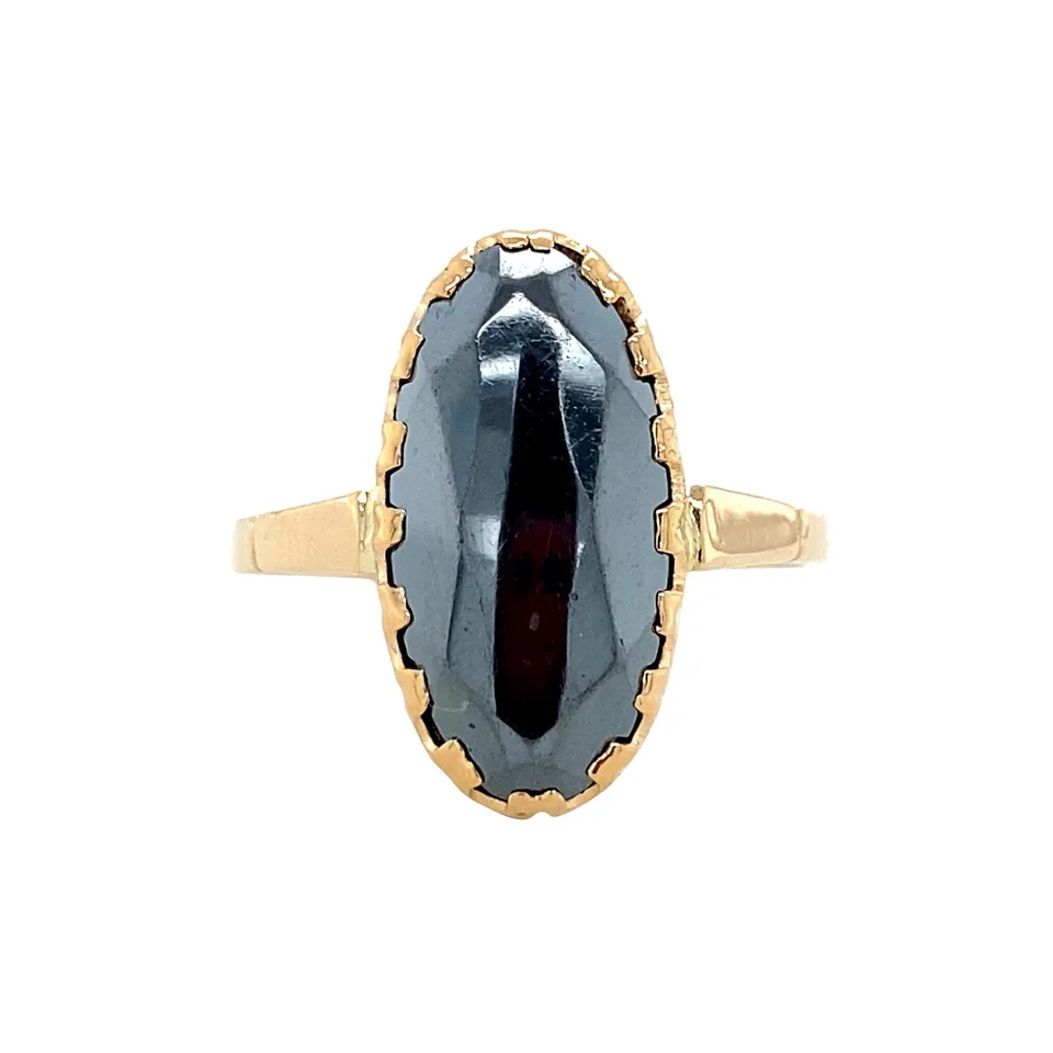 Vintage 14K Gold Ring with Hematite