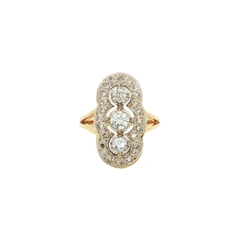 Vintage 18K Gold Princess Ring with Diamond