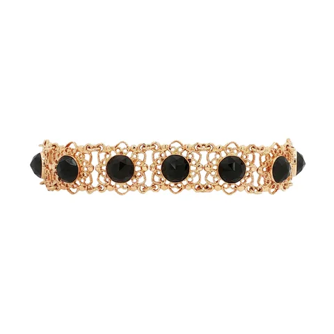 Vintage 14K Gold Boat Link Bracelet with Garnet