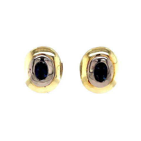 Vintage 14K Gold Hoop Earrings with Sapphire