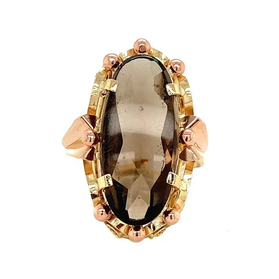Vintage 14K Gold Ring with Smoky Topaz