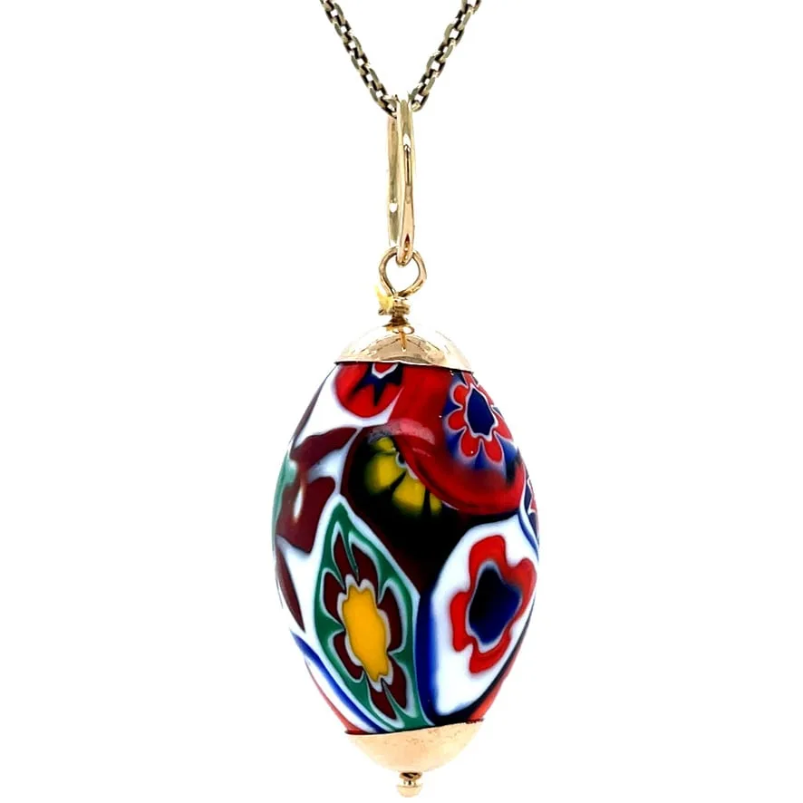 Vintage 14K Gold Pendant with Millefiori