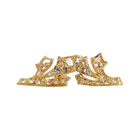 Vintage 14K Gold Stud Earrings with Rose Cut Diamond