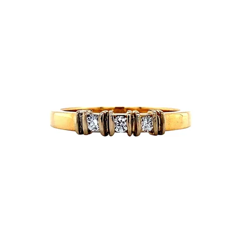 Vintage 18K Gold Half Eternity Ring with Diamond