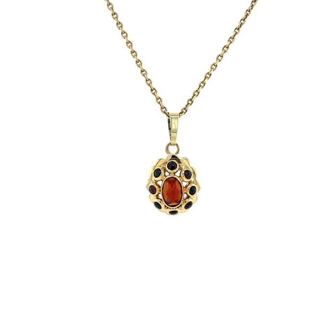 Vintage 14K Gold Cluster Pendant with Garnet