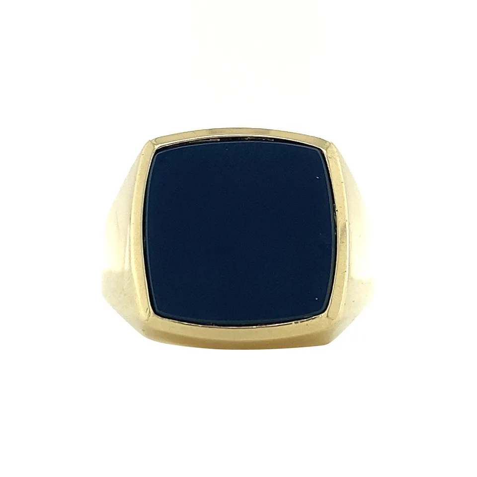 Vintage 14K Gold Signet Ring with Blue Layered Stone
