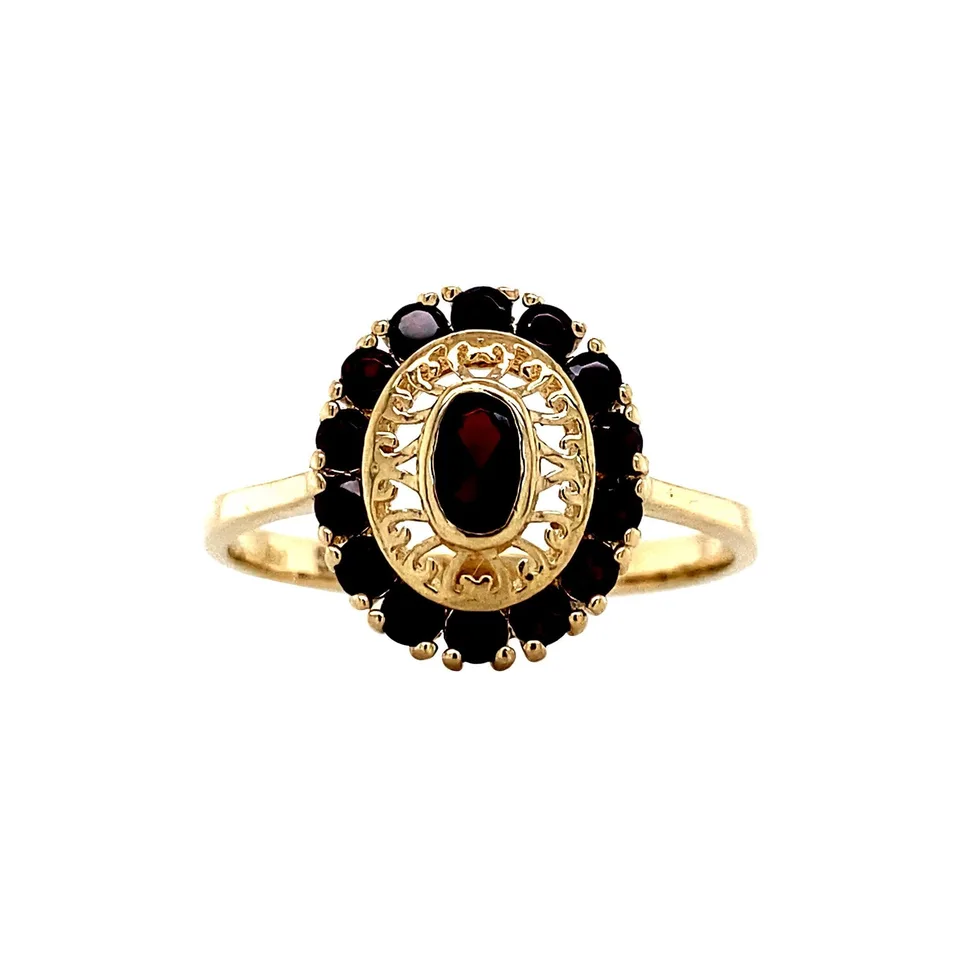Vintage 14K Gold Cluster Ring with Garnet