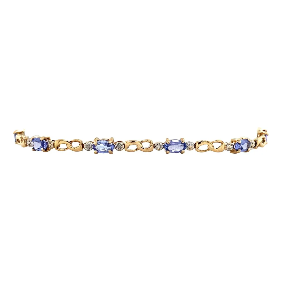 Vintage 9K Gold Bracelet with Tanzanite and Diamond